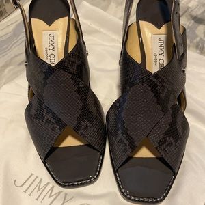 Jimmy Choo Axis 85 Snake Printed Leather Sandals